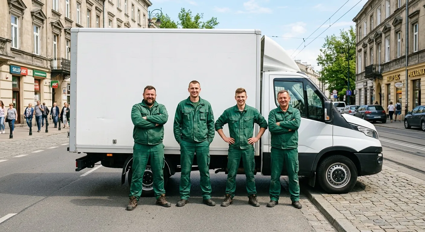Ekipa Point360 podczas wynoszenia rzeczy z mieszkania